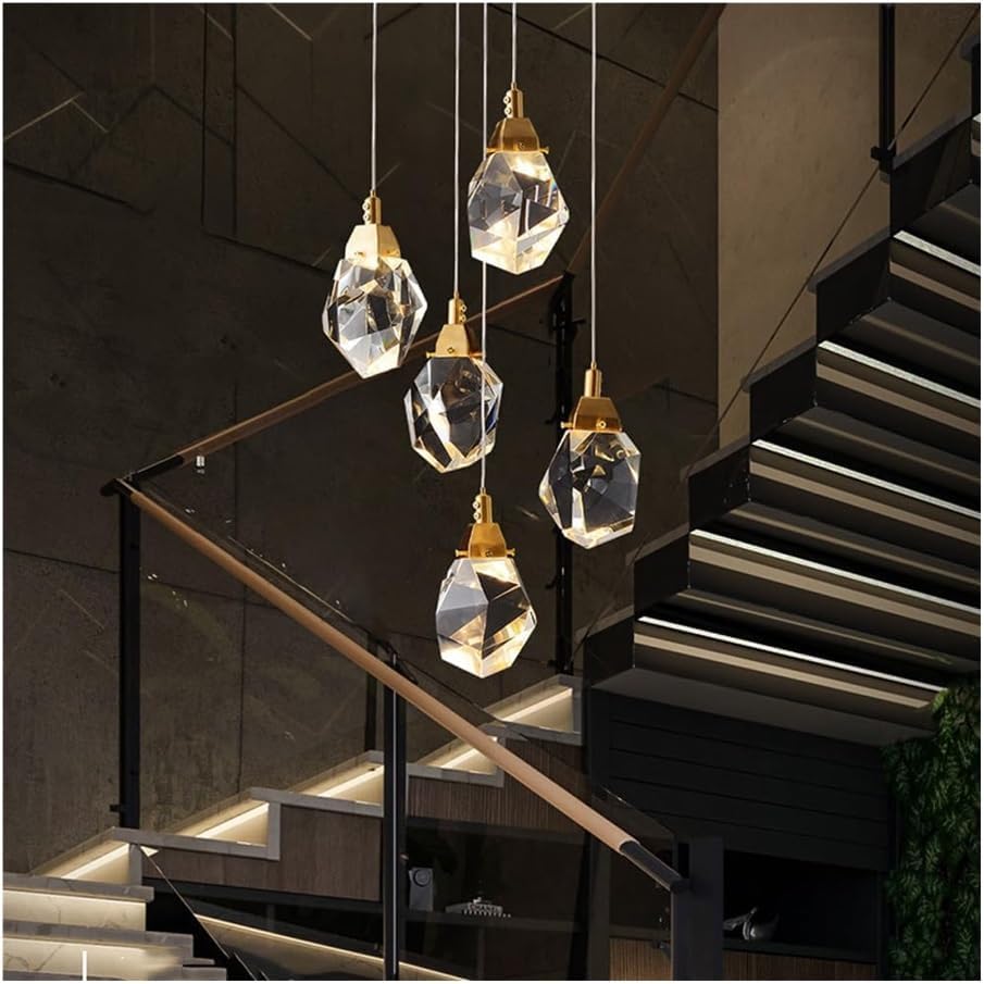 WINDALY 5 Lights Crystal Light Modern Clusterd Led Raindrop Round Hangifor Foyer Entryway Diniroom Bedroom Kitchen Island Stairwell Staircase/5 Light/a