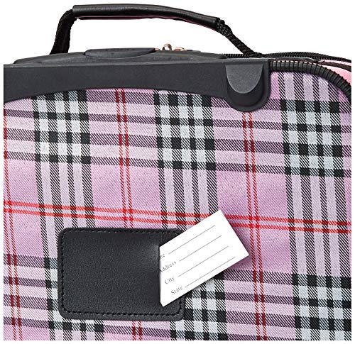 Rockland Fashion Softside Upright Luggage Set,Expandable,Lightweight,Telescopic Handle,Wheel, Pink Cross, 2-Piece Set (14/19)4