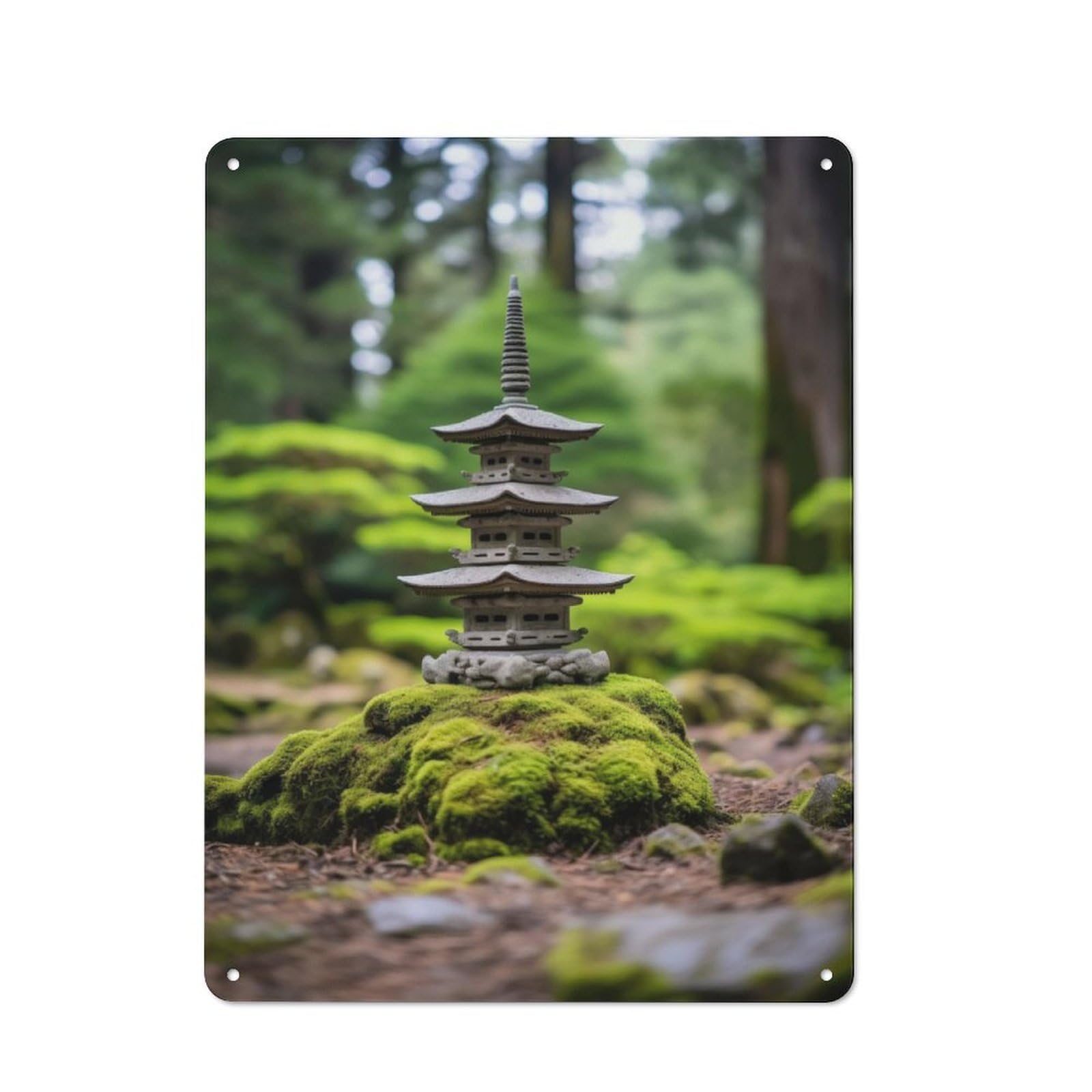 Junmoney Zen Japanese Temple Pagoda Retro Tin Wall Plaque 40X30cm For Man Cave Or Games Room, For Games Room Collectors