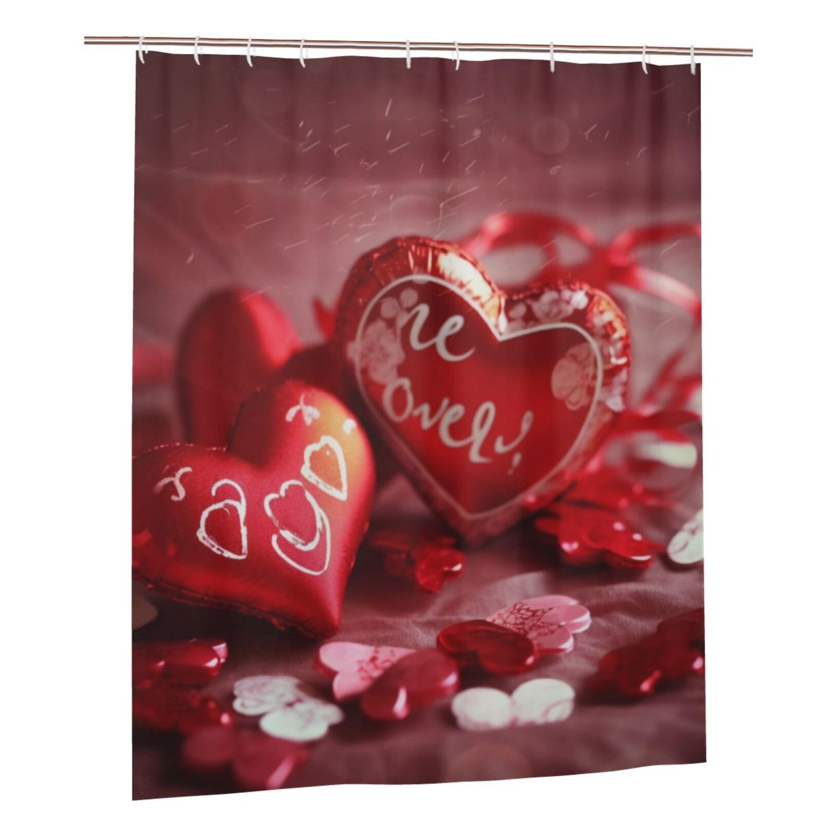 BWWHCCTI Romantic Printed Shower Curtain With 12 Plastic Hooks Opaque Quick Drying Waterproof Shower Curtains Sets For Bathroom 152x183 Cm