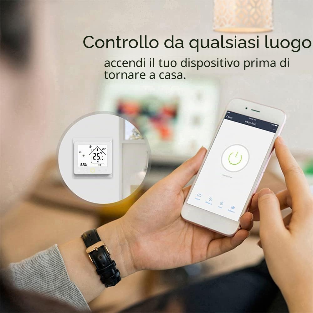 Termostato WiFi per Caldaia a Gas - Thermostat Intellight Programmabile, Supporto App/Controllo Vocale, Compatibile con Alexa/Google Home, 5A, GC