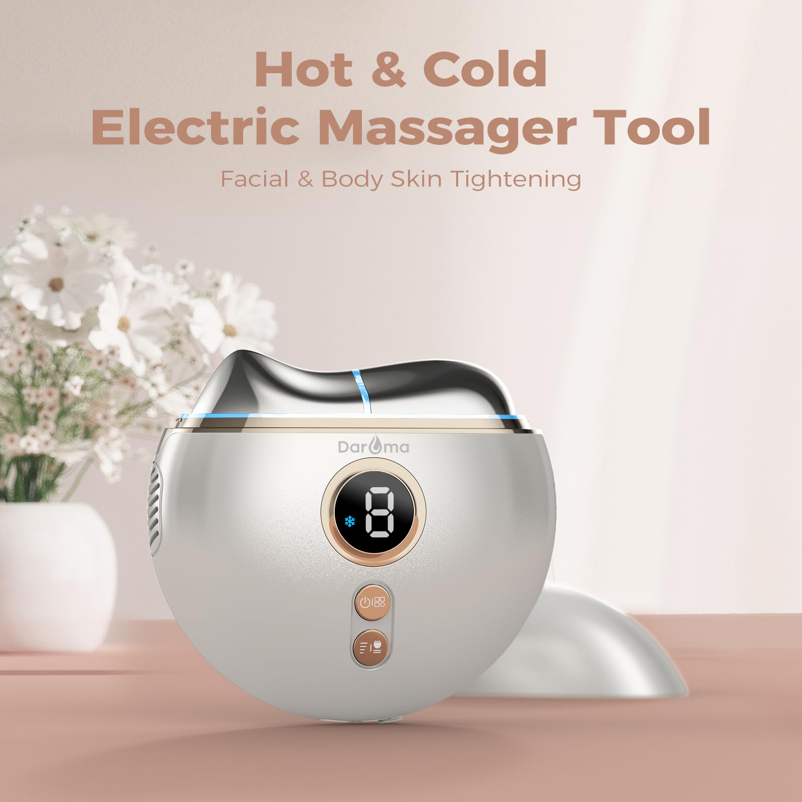 DAROMA Electric Gua Sha Tool - Hot & Cold Dual-Mode Facial and Body Massager with 9 Temperature Settings, Micro-Current Vibration, for Anti-Aging, Wrinkles, Puffiness, and Double Chin Care