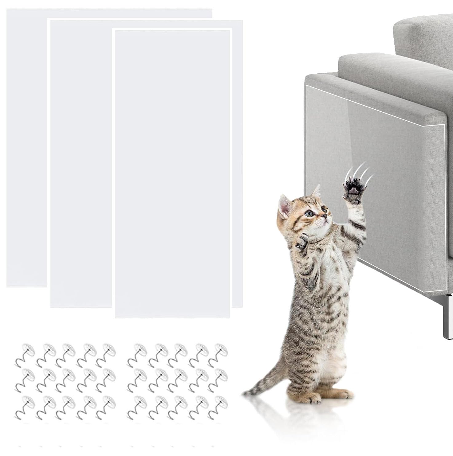 Protection meuble chat : film anti-griffure chien et mur de porte - 12 pcs