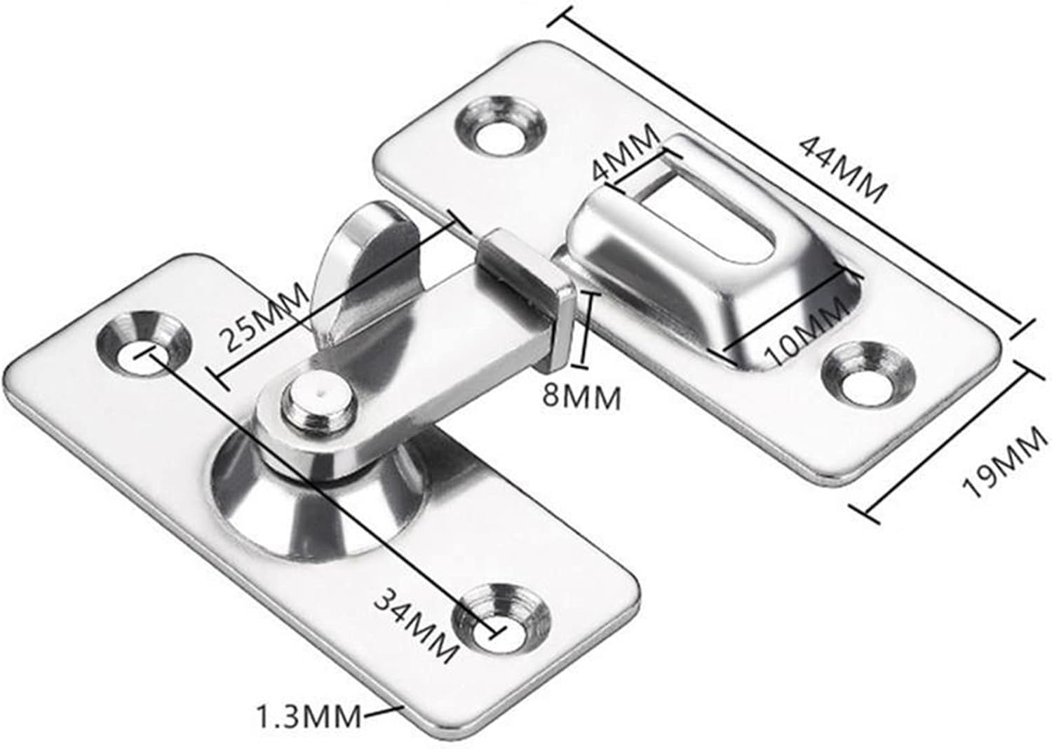 Slide Bolt Gate Latch, Gate Bolt Lock,Bolt Sliding Door Lock, 1/2/4 Pcs 90 Degree Solid Door Latch Bolt 304 Stainless Steel Lock Sliding Door Right Angle Buckle 90 Degree Latch(Black,1Pc)