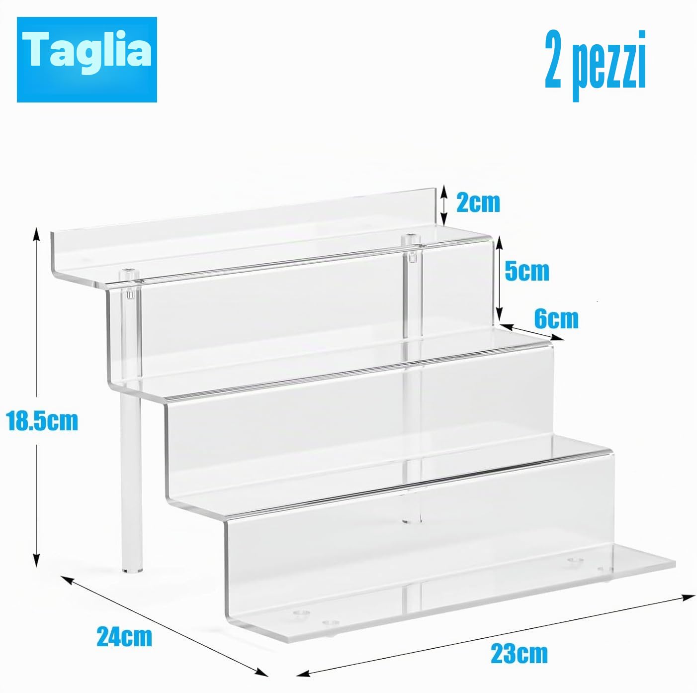 LATERN 2 Pezzi Espositore in Acrilico per Montante, 4 Livelli Organizzatore di Visualizzazione Trasparente Supporto per Supporto Rialzato da Tavolo di Grandi Dimensioni per Profumo Cupcake Figure