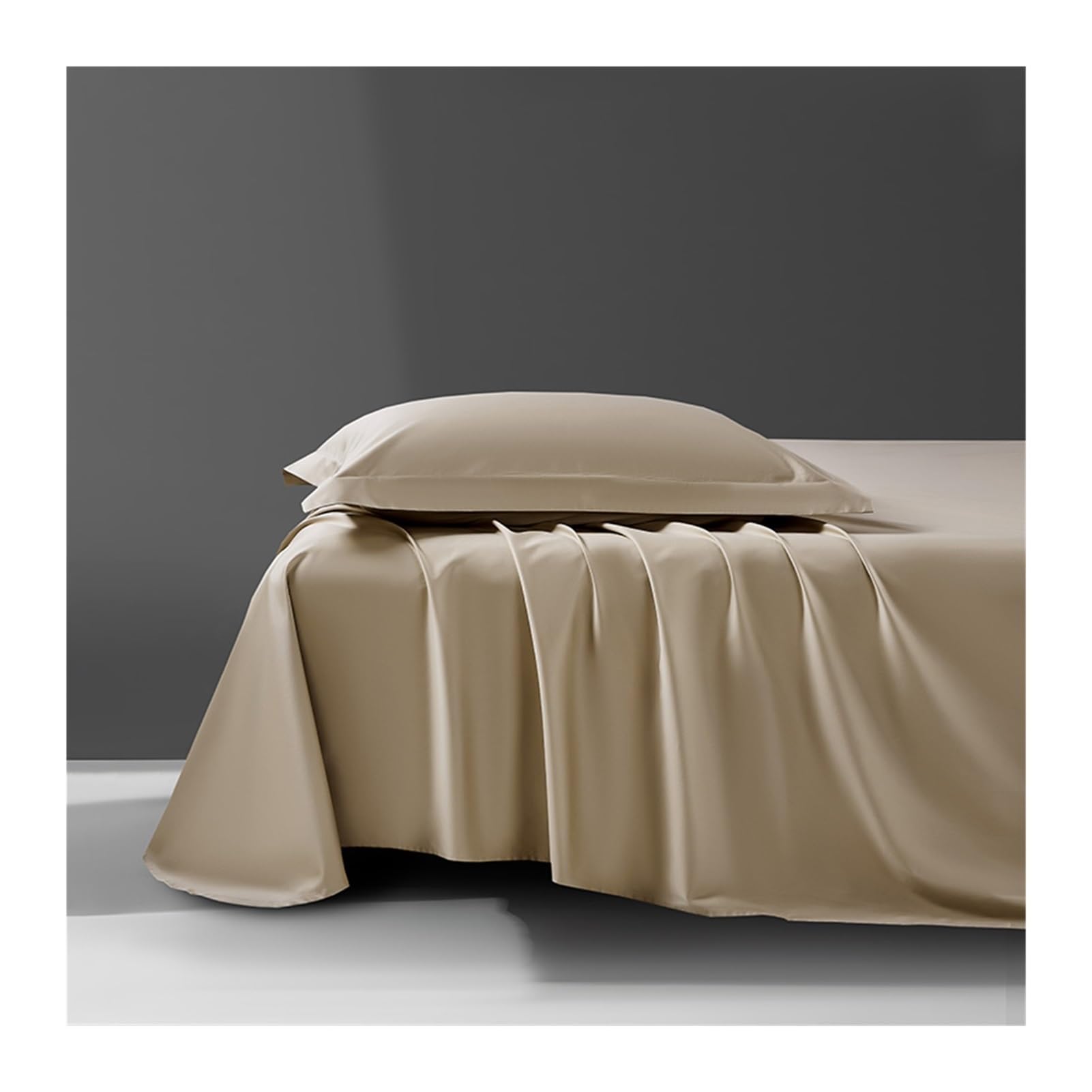 GBHMJU Flat Sheet 700 Thread Count Long-Staple Cotton Twin Queen King Size Flat Top Sheet Sateen Weave Luxury Hotel Bedsheets(Gold,180x240cm+48x74cm x2)