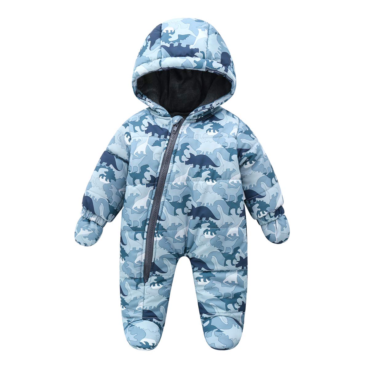 JunNeng Baby Toddler Thicken Fleece Lined Footed Romper Snowsuit with Gloves,Winter Cartoon Animal Snow Wear Jumpsuit Outfit