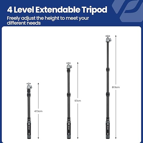 Miniatura 3 de Fotopro Trípode de cámara compacta, mini trípode portátil de escritorio de aleación de aluminio con cabeza de bola de 360 grados, tornillo de 14