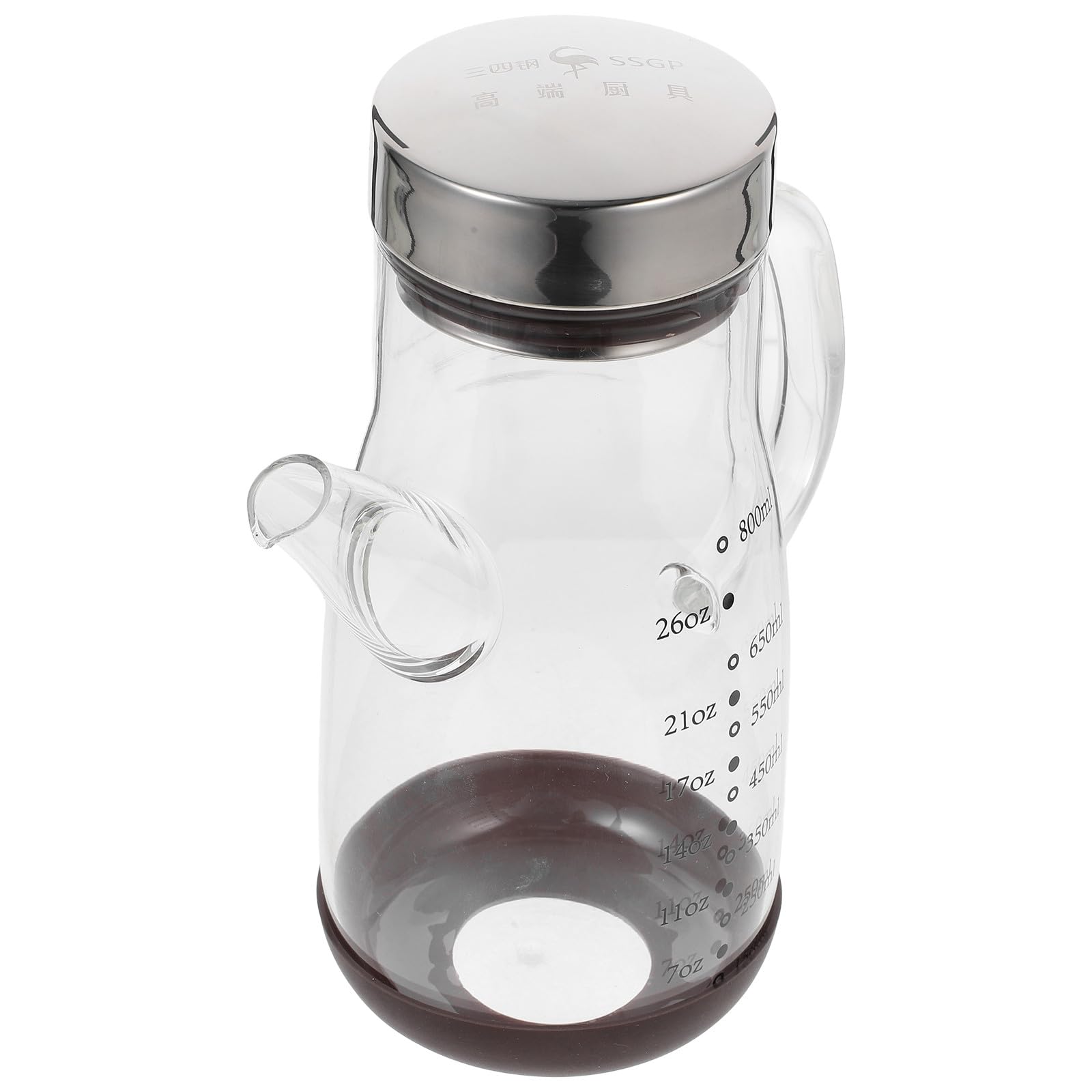 DOITOOL Großvolumige Ölflasche aus Glas und Edelstahl mit Silikon, Klar