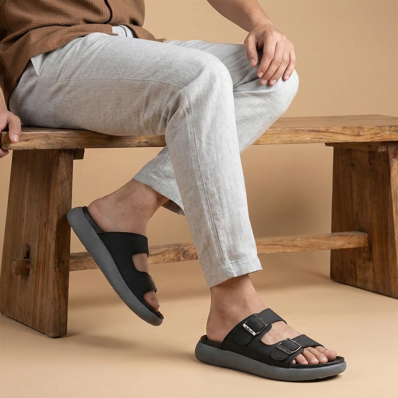 Image of WALKAROO Men's Fashion Slide Sandal with Cushion Sole and Lightweight - WC4487