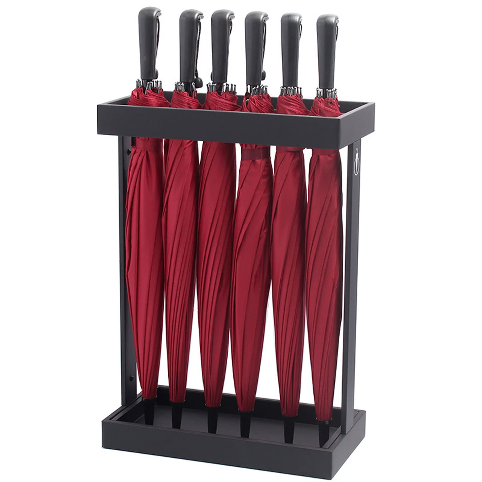 FCXWEVR Metal Walking Sticks Rack Entryway Organizer Holder with Umbrellas Storage Tray Modern Free Standing Design for Home Hallway