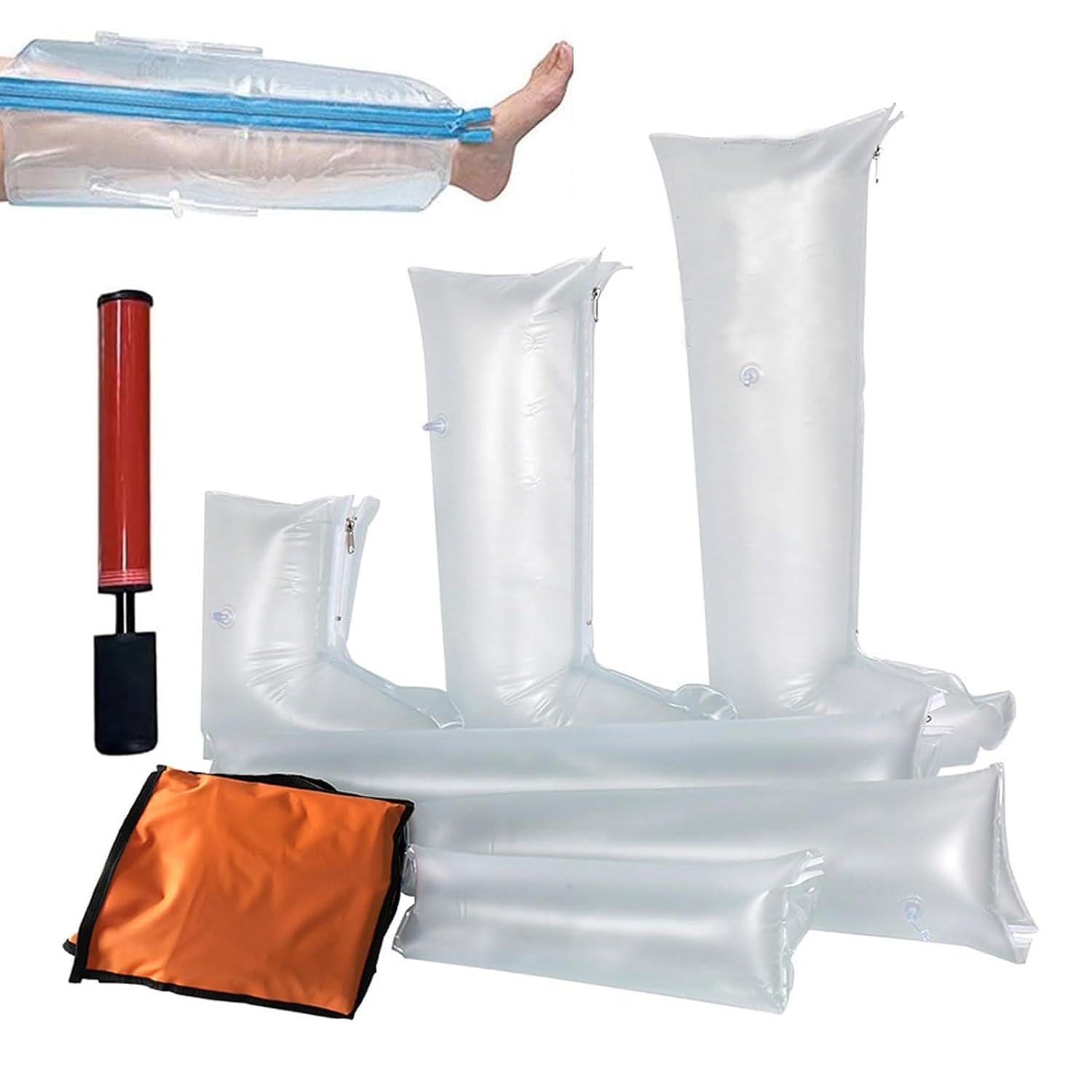 Juego de 6 férulas de Aire para Primeros Auxilios, Kit de Emergencia Inflable de PVC, con Bomba Manual, Bolsa de Almacenamiento, muñeca, Brazo, Tobillo, Rescate en el hogar y al Aire Libre