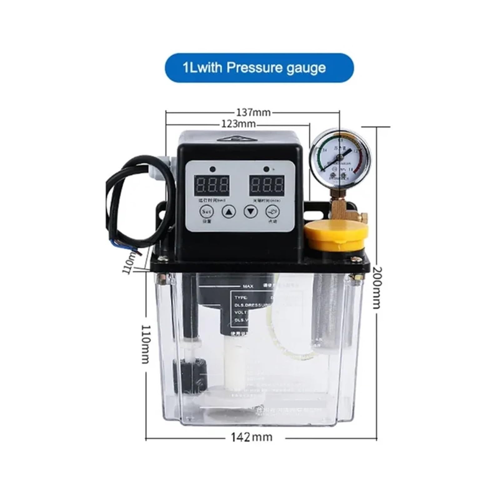 Bomba De Lubricación Automática Bomba de lubricación Bomba de Aceite y lubricación por neblina de Aceite 220 V 0,5 L/1 L/2 L Lubricación automática de Aceite(1L withgauge)