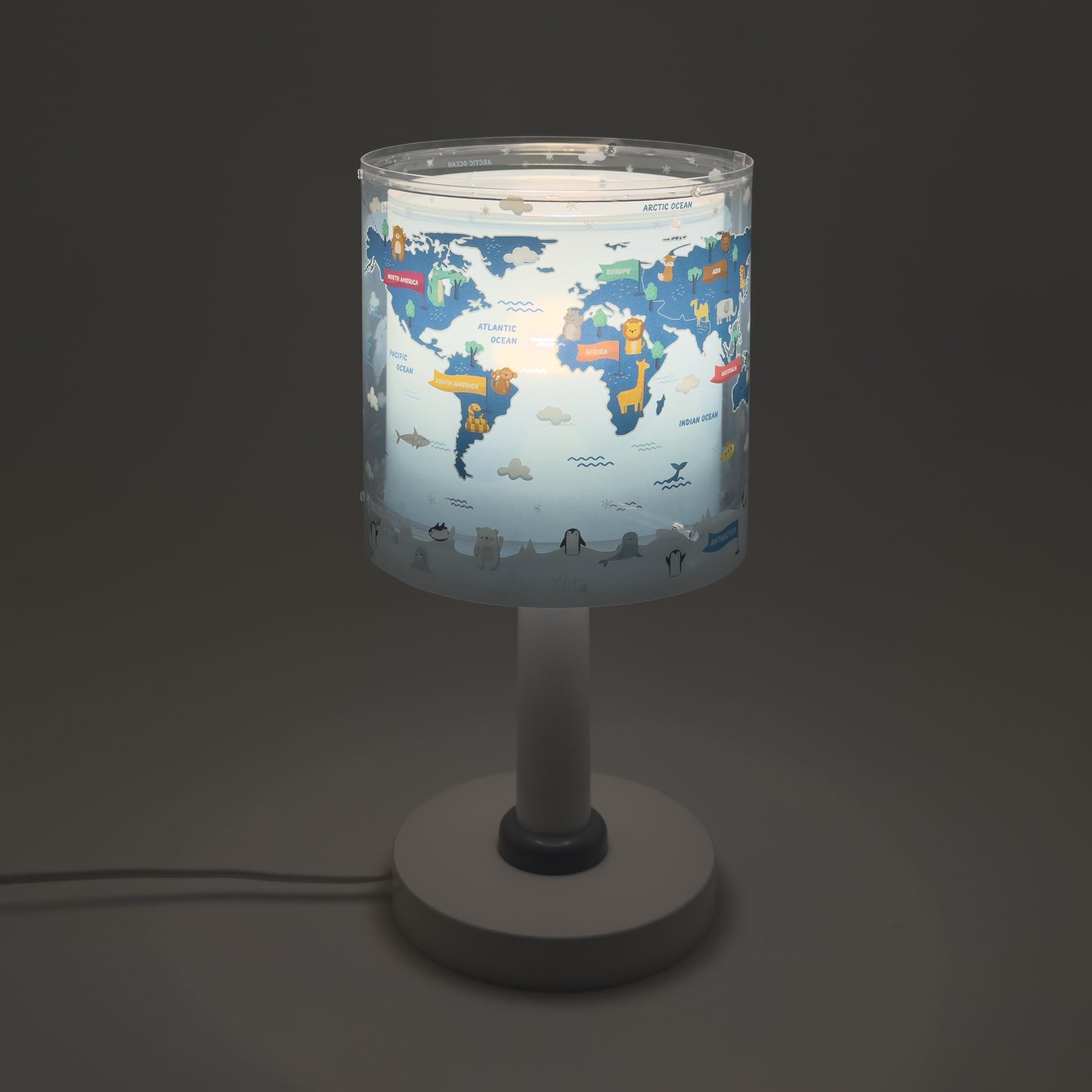 Dalber Lampe de chevet ou de table enfant veilleuse Kids World Carte Monde Planète, 40671, G4 - LED 4 W - Ampoule incluse, Bleu