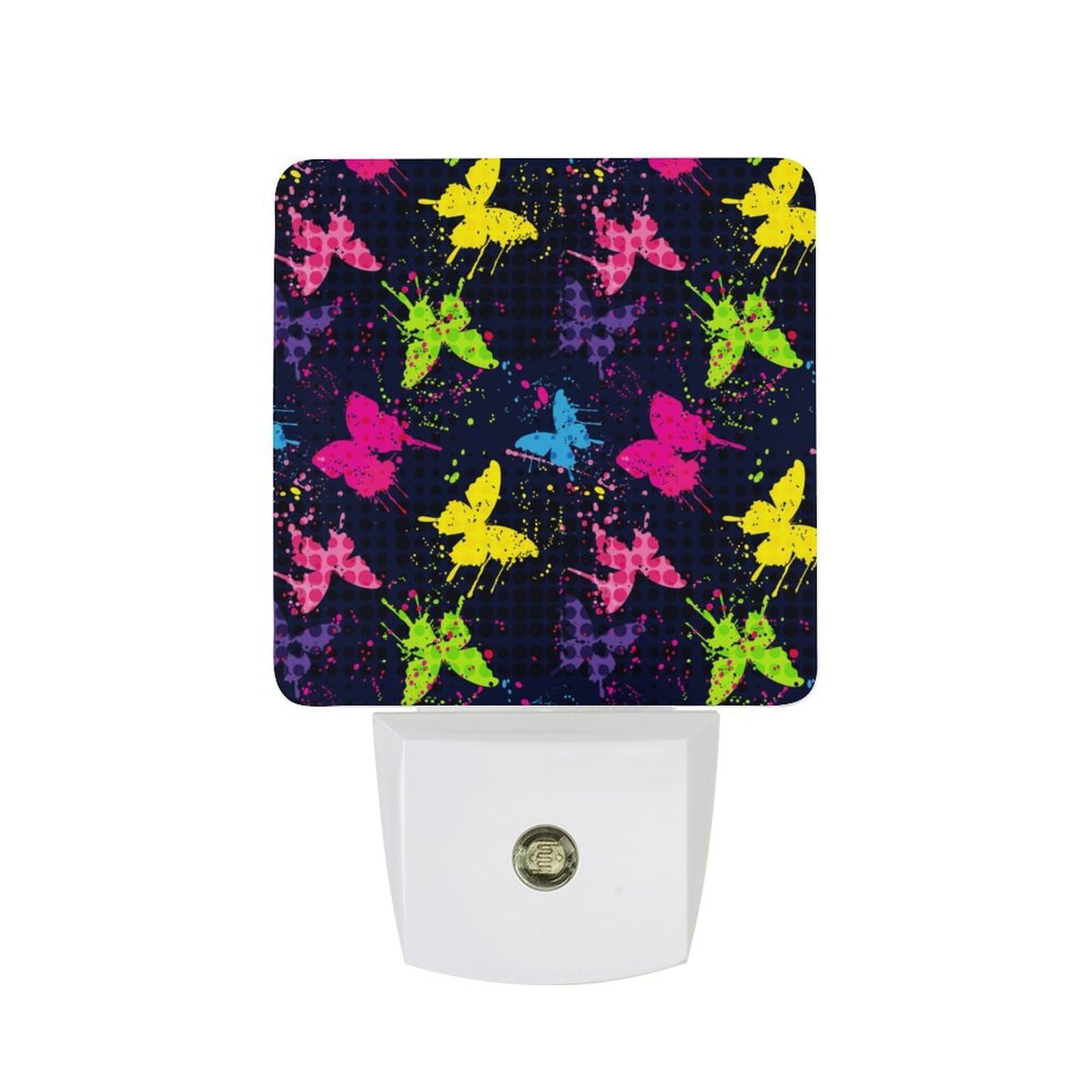 Nqrxadcrt Style Colorful Abstract Butterflies Night Light Plug In Wall Lights Bedside Lamp Bedrooms Home Hallways Decoration