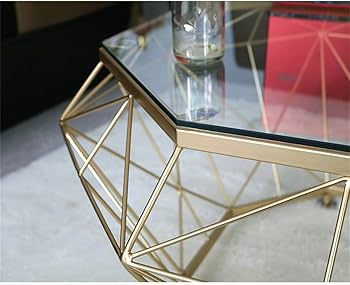 Amazon.co.jp: 八角形のコーヒーテーブル、透明強化ガラス