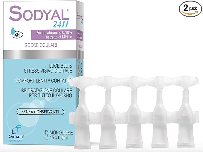 title=Sodyal 24 Gocce Oculari Monodose, senza conservanti, con Acido Ialuronico e