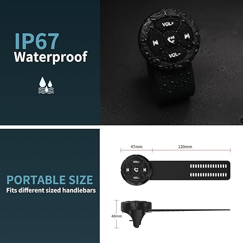 Miniatura 5 de Jaesien Botón remoto inalámbrico Bluetooth multimedia, controlador de teléfono impermeable para conducir, ciclismo, botón de control de música del