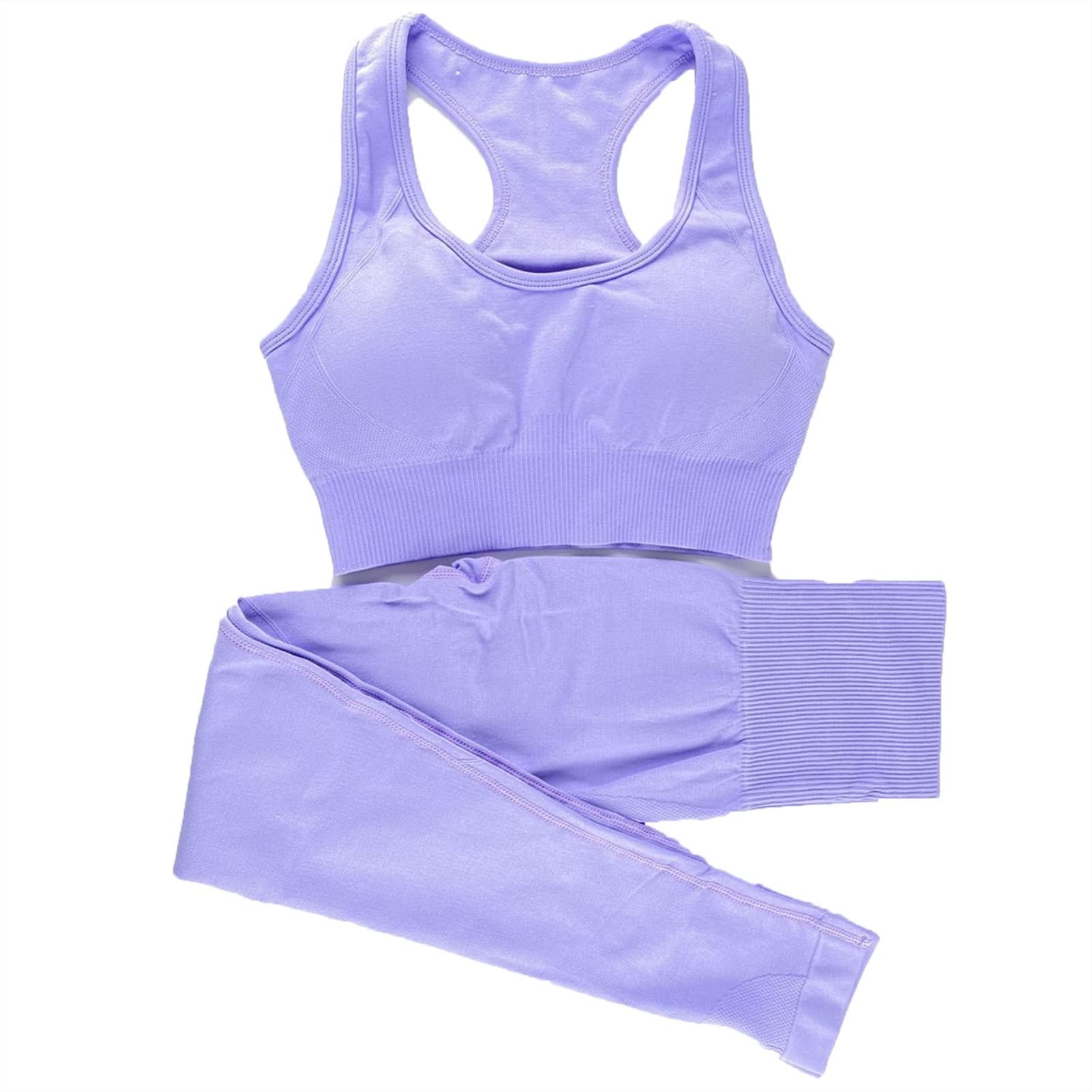 Damski strój sportowy do jogi, dres treningowy, zestaw do treningu dla kobiet, 2 sztuki, wysoki stan, legginsy do jogi, zestaw sportowy biustonosz bez ramion, Crop Top Gym odzież bezszwowa do fitnessu, dres do joggingu