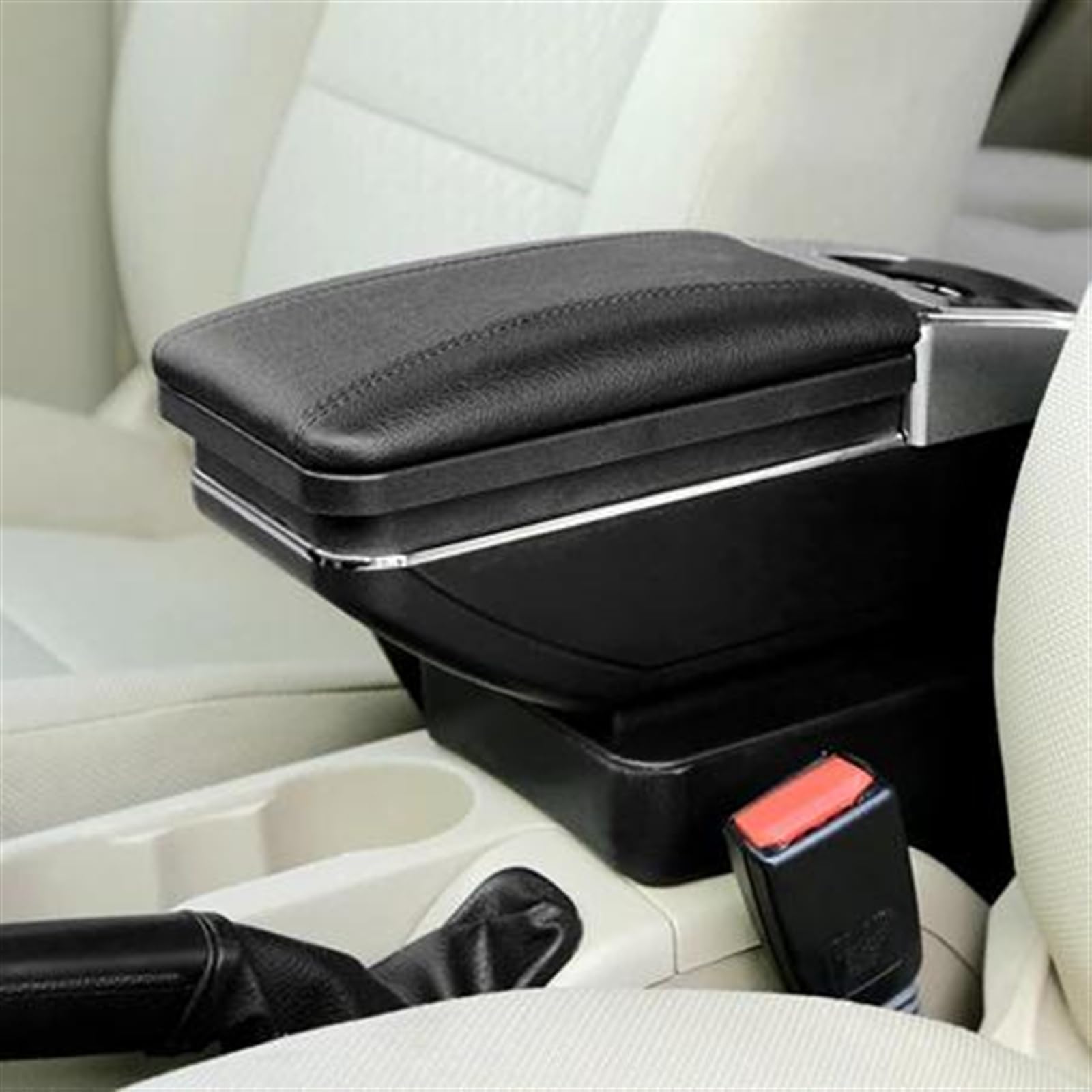 NMJLQW Storage Rack Car Center Console Storage Box Multifunctional Armrest Storage Box Interior Accessories For Peugeot 206 207(A All Black)