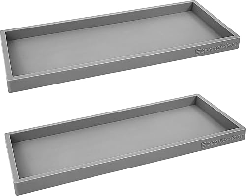 Miniatura 111 de Bandeja de encimera y tocador, 2 bandejas pequeñas de silicona de 7.7 pulgadas, bandeja de jabón de cocina, soporte para jabón de cocina, Gris