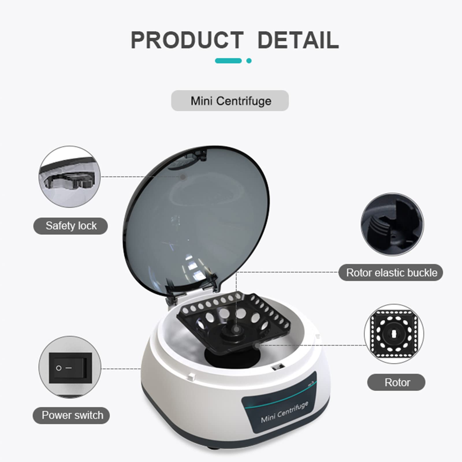 Centrífuga de Laboratorio con Rotor, bajo Nivel de Ruido, 1000-7000 RPM para Tubos de microcentrífuga, CA 100-240 V/CC 24 V, para separación centrífuga,MC-4/7S