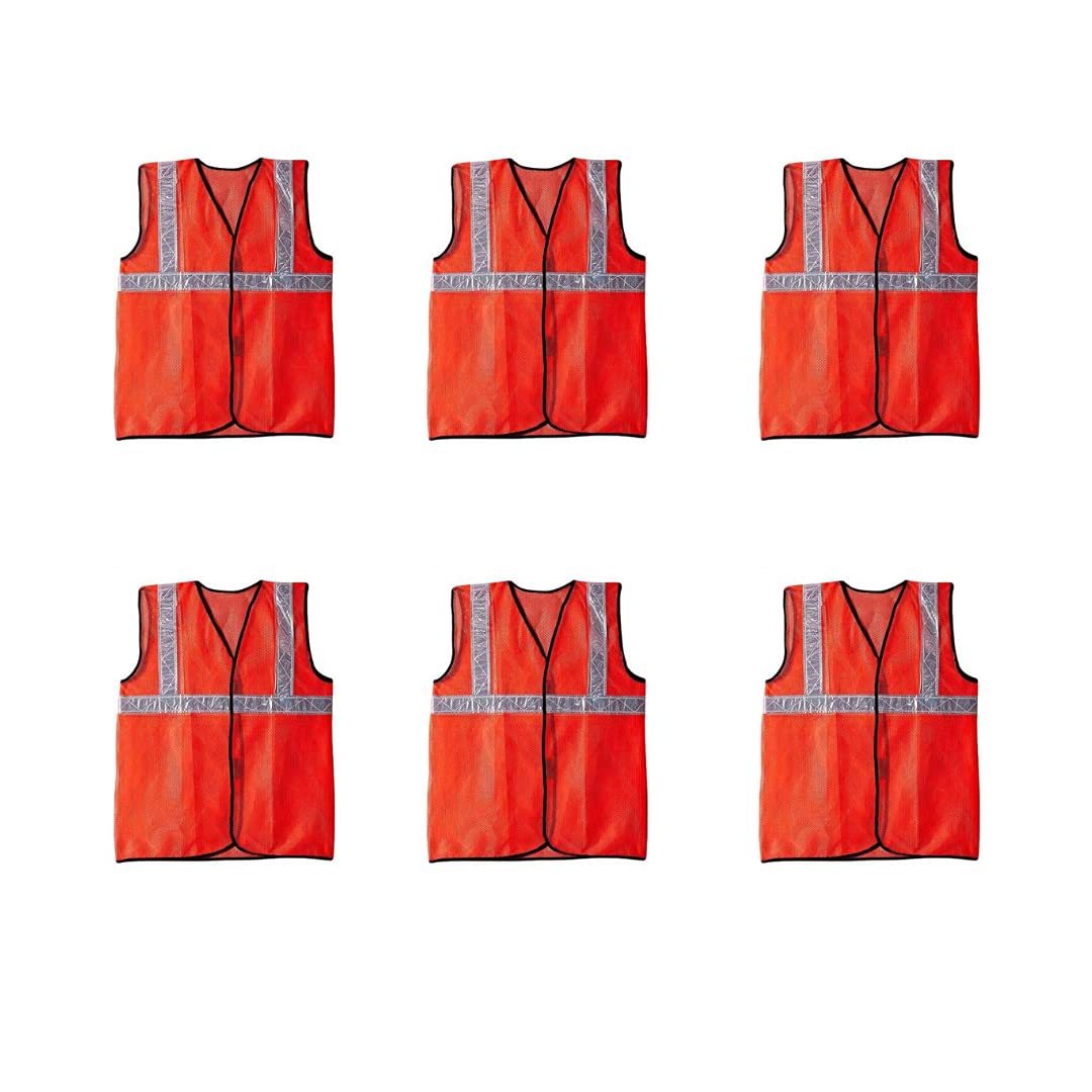 Rahul Professionals Polyester Reflective Waist Coat High Visibility Jacket Orange (Pack of 6) (B096P22612) Amazon Price History, Amazon Price Tracker