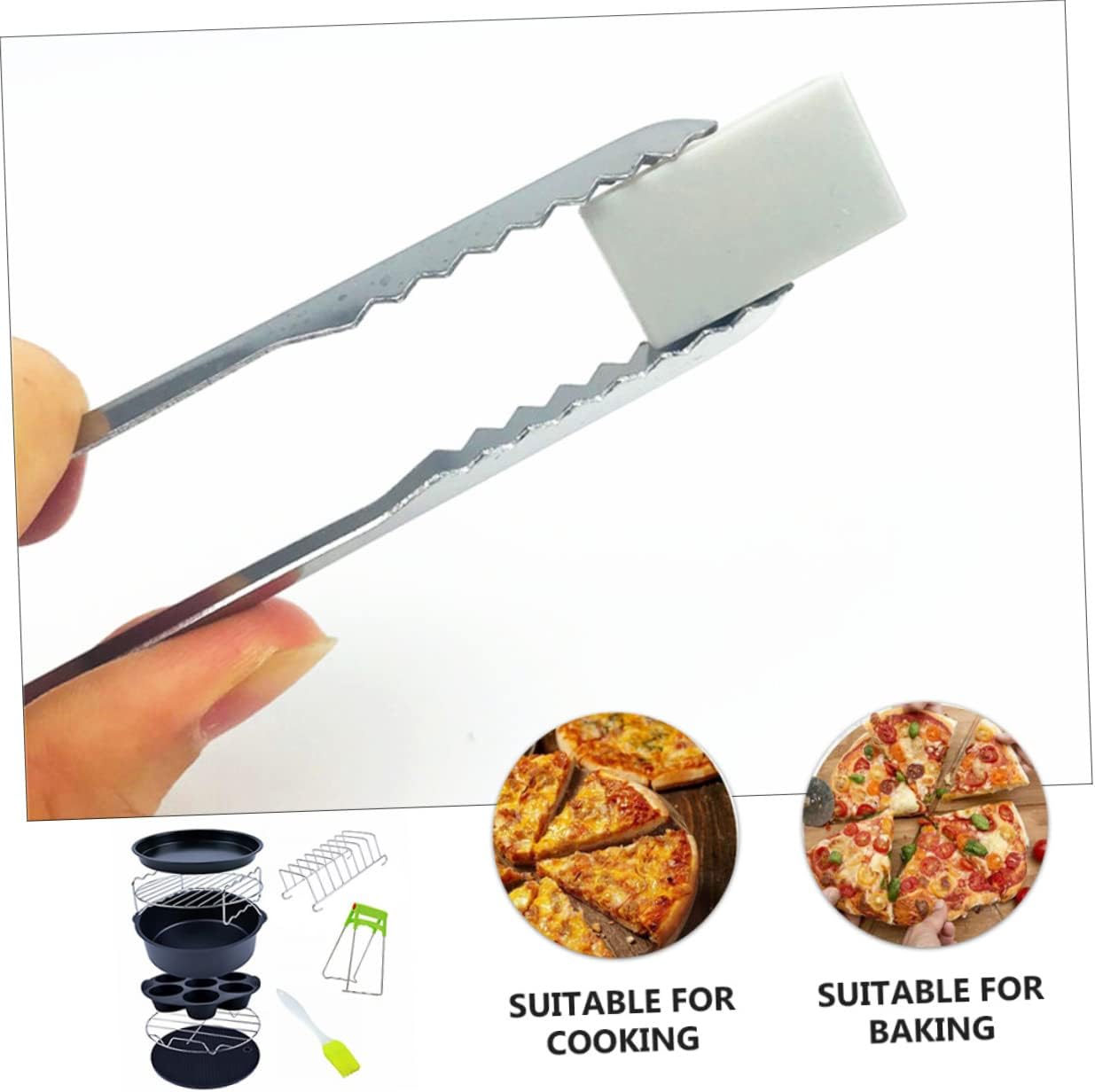 Garneck 9pcs Air Fryer Accessories Set Non-stick Cake Pan for Baking Pizza and Air Fryers Kitchen Tools for and Cleaning