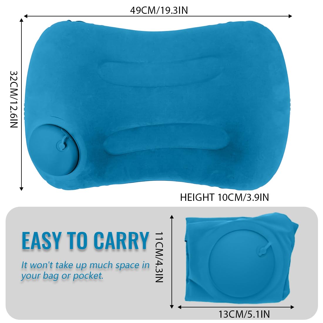 Almohada Camping Hinchable Ultraligera, Almohada Hinchable Camping Funda Suave y Válvula Ajustable, Accesorios Camping Almohada Viaje Cómoda y Compacta, Accesorio para Mochilero y Bikepacking