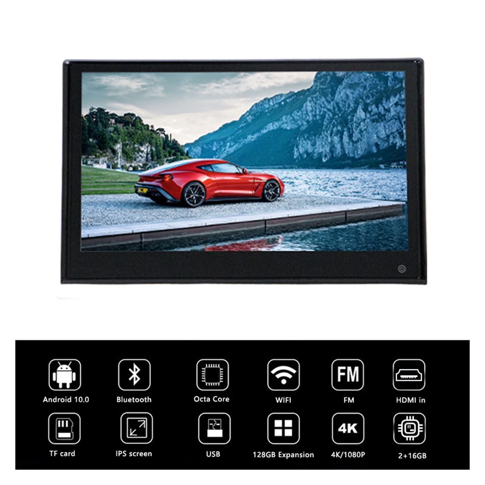 Monitor montowany za zagłówkiem samochodu 4K Ekran dotykowy 1080P 13 cali 3 + 32 GB Samochodowe tylne siedzenie Odtwarzacz wideo Link Rodzinne wycieczki(332 Black 13 inch 2)
