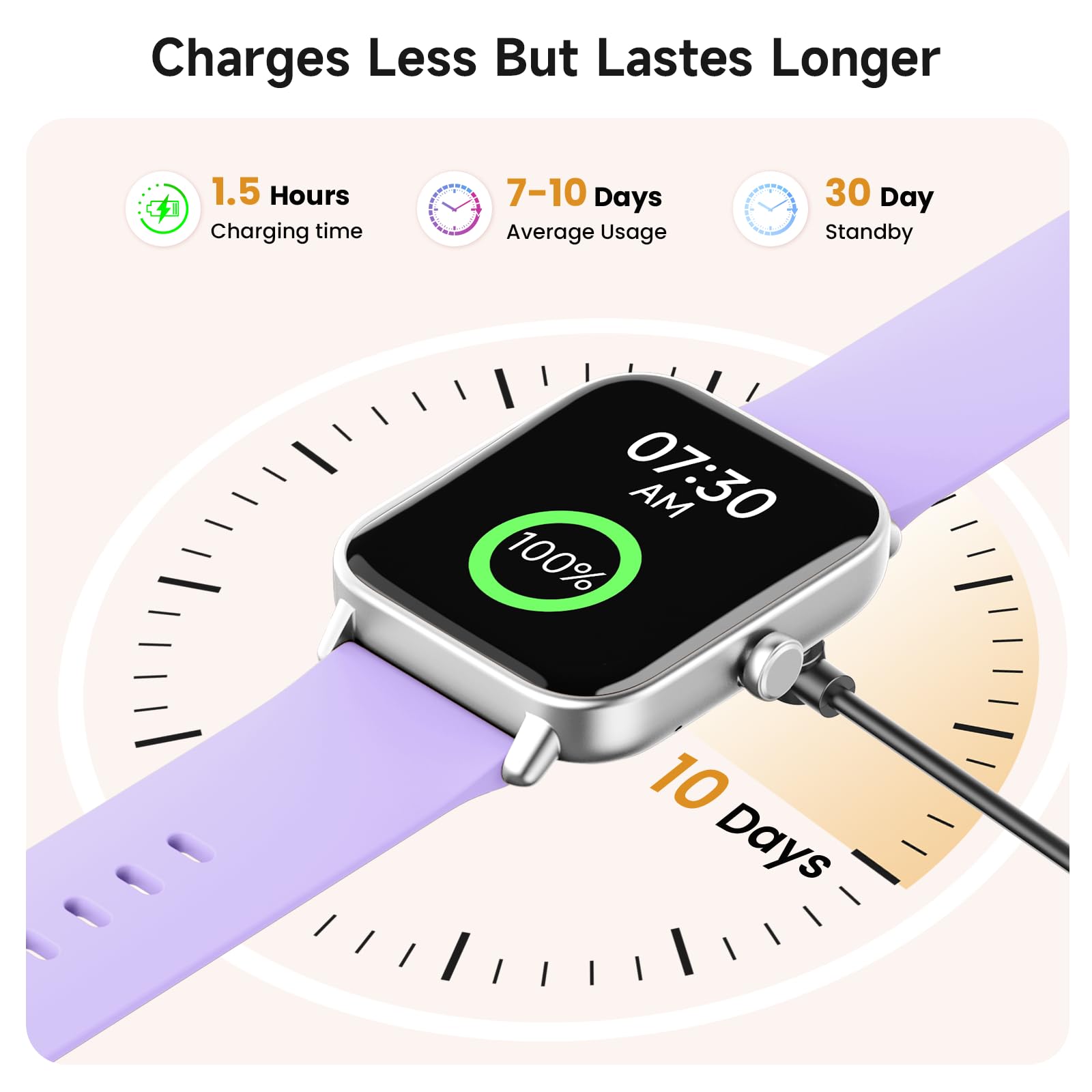 Montre Connectée Homme Femme avec Appel Bluetooth 1.8" Smartwatch Assistant Intégré Sommeil Sport avec 110+ Modes Sportifs Tracker d'Activité Etanche IP68 Montre Intelligente pour Android iOS (Violet)