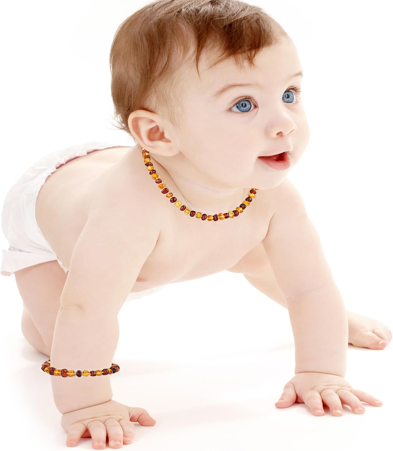 Handmade polished amber necklace Set -100% Certified and Authentic Baltic Amber - Genuine Amber Beads, 12.5+5.5 inches (red&cognac suit) - Image 5