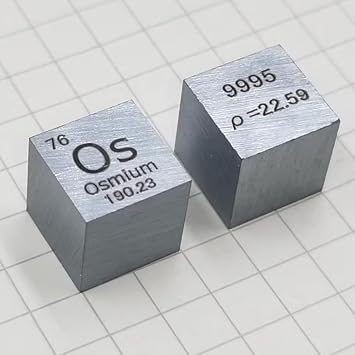 1 Piece 10mm Pure Osmium Metal Cube, Cubic Block, 99.95% High Purity Carved Os