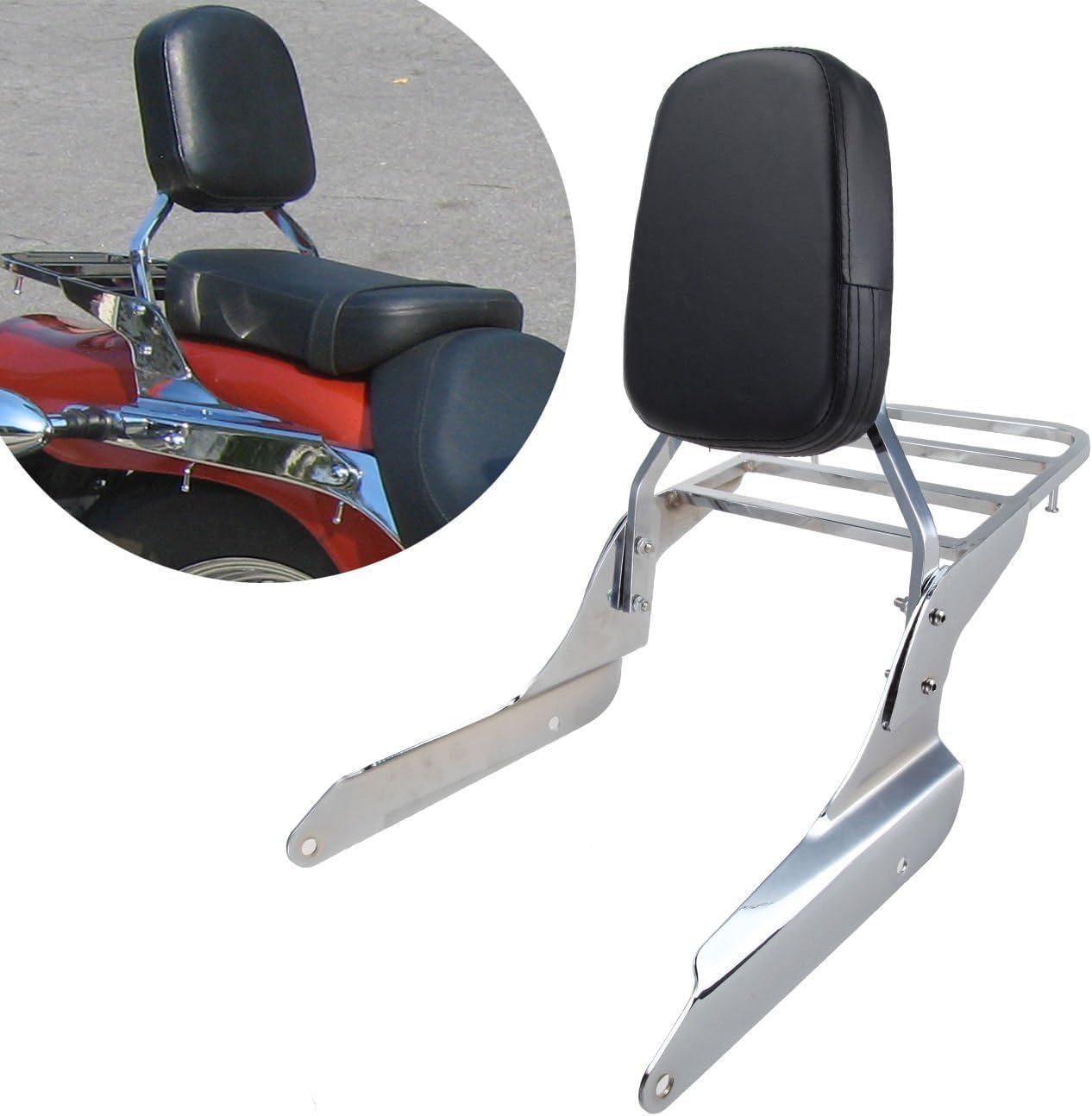 Sissy Bar avec Porte-Bagages Coussin pour Honda Shadow VT600 VLX600 00-07 | Dossier pour Passager