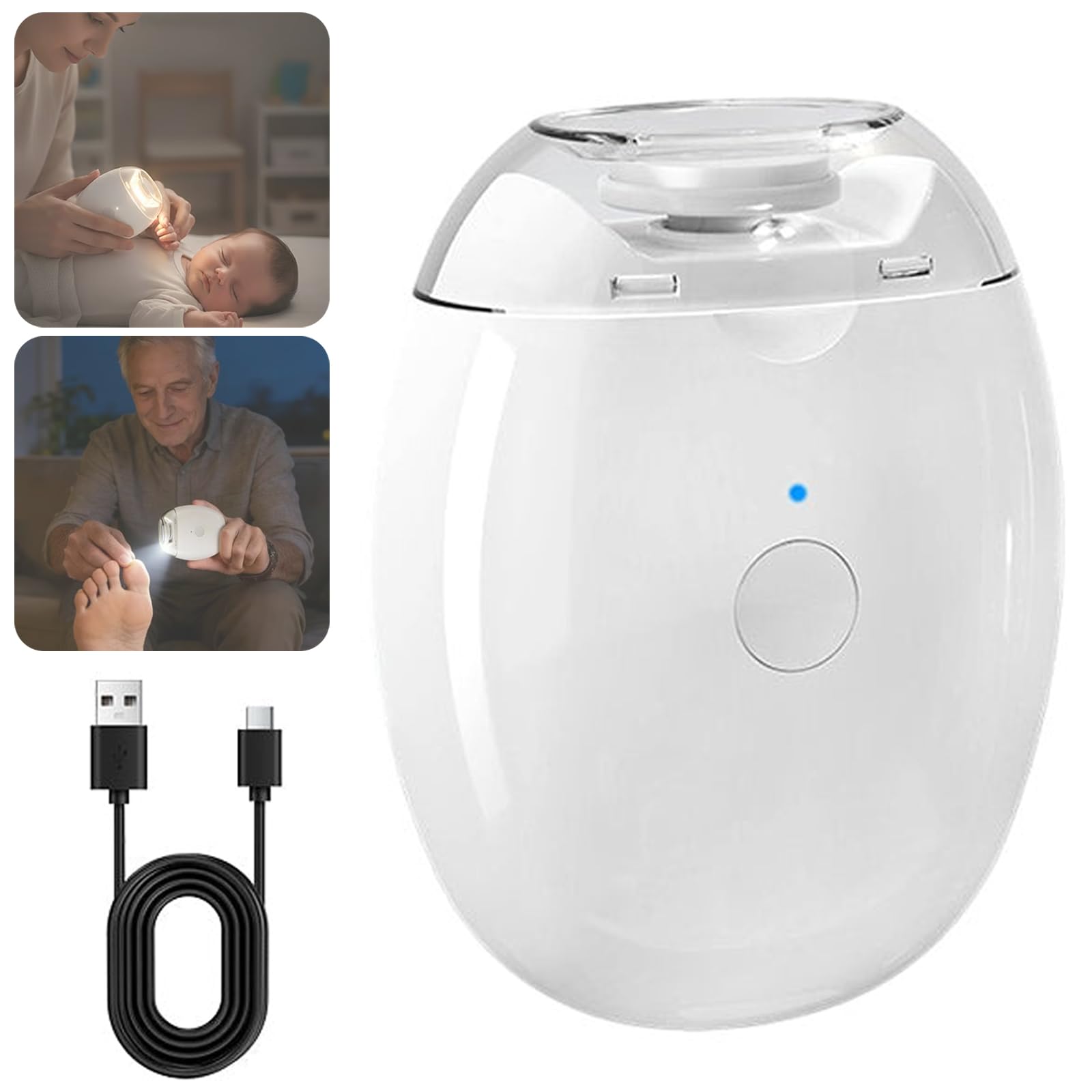 Electric Automatic Nail Clipper Trimmer for Seniors Rechargeable Smart Electric Toenail Clipper with LED Light Silent Beginner-Friendly for