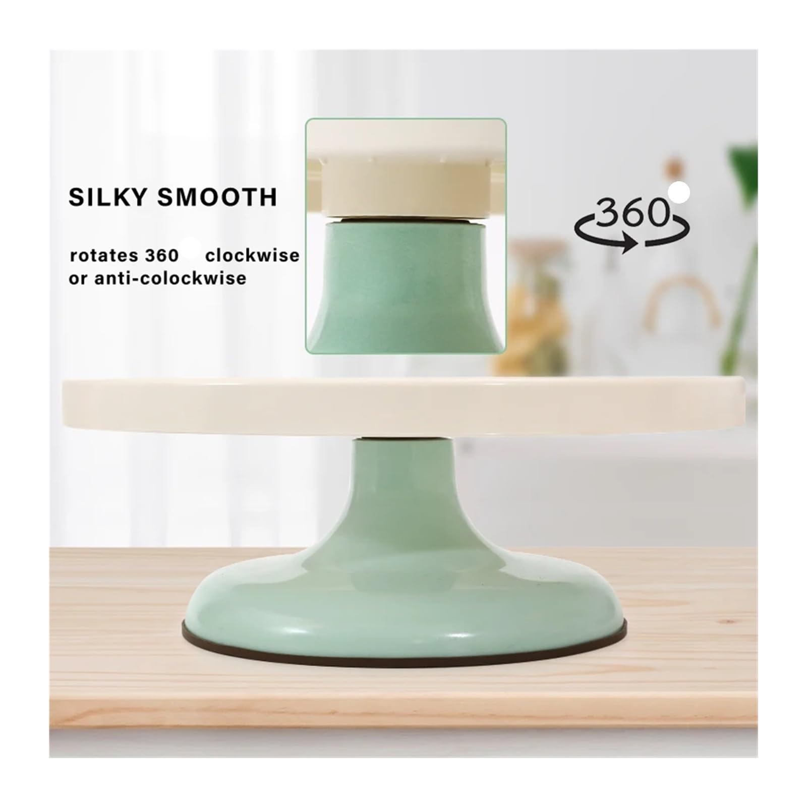 Alzata rotante in plastica antiscivolo per torte, set di accessori da cucina, strumenti per la preparazione di torte (verde)