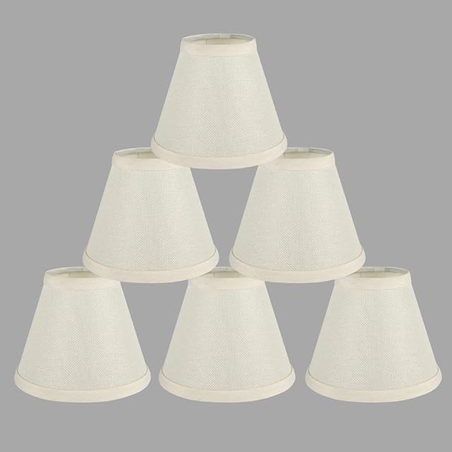 ONEPRE Cream Clip on Lamp Shades Light Shades Off White Candle Chandelier Lampshades for Ceiling Pendant Light, Set of 6