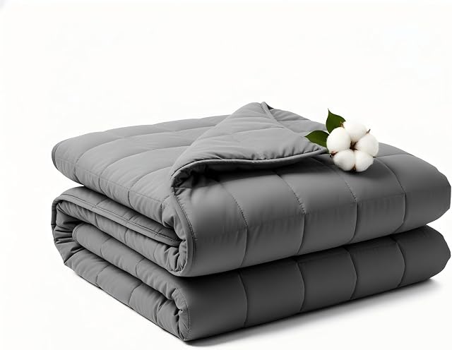 RJOP Weighted Blanket 5lbs 41"x60" for Adults and Teens, Heavy Throw with Premium Glass Beads for Napping, Machine Washable with Soft & Breathable All-Season Comfort (41" x 60" 5 lbs)