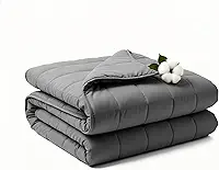RJOP Cobertor pesado (152 x 203 cm, 9 kg, tamanho Queen), cobertor pesado para adultos com algodão confortável premium e contas de vidro natural, lavável na máquina, cinza escuro