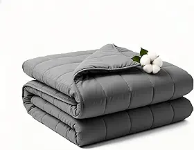 RJOP Cobertor pesado (152 x 203 cm, 9 kg, tamanho Queen), cobertor pesado para adultos com algodão confortável premium e contas de vidro natural, lavável na máquina, cinza escuro