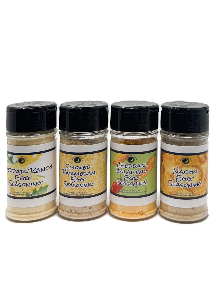 Premium | Egg Seasonings | Variety 4 Pack | Cheddar Ranch | Nacho | Smoked Parmesan | Cheddar Jalapeno | Ideal for eggs of all styles—scrambled, fried, or made into epic breakfast wraps!