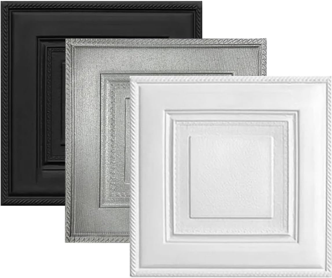 ECYC 20 Pcs 13.77x13.77 inch Peel and Stick 3D Wall Panels, Self Adhesive Wallpaper Removable Waterproof Wall Tiles Decorative Wall Stickers Panels for Home Decoration, White