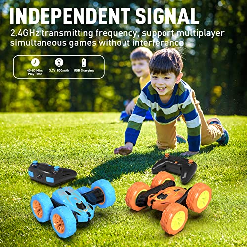 Image of Remote Control Car, Lotmey RC Cars with Double Sided 360 Flips, RC Stunt Car with USB Charging Without Removing The Battery, 4WD Off Road Remote Control Car for Boys 4-7,8-12
