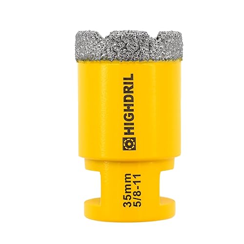 HIGHDRIL Broca de núcleo de diamante 1-38 pulgadas 1378in con perforación en seco de 58-11 hilos para azulejos de porcelana cerámica granito mármol