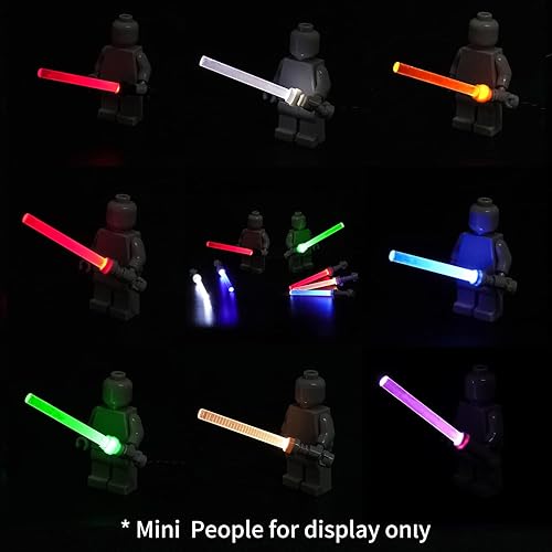 Miniatura 4 de -MOC Minifigure Accesorios Sable de luz LED con USB, hecho para minifigura, manos iluminan espadas
