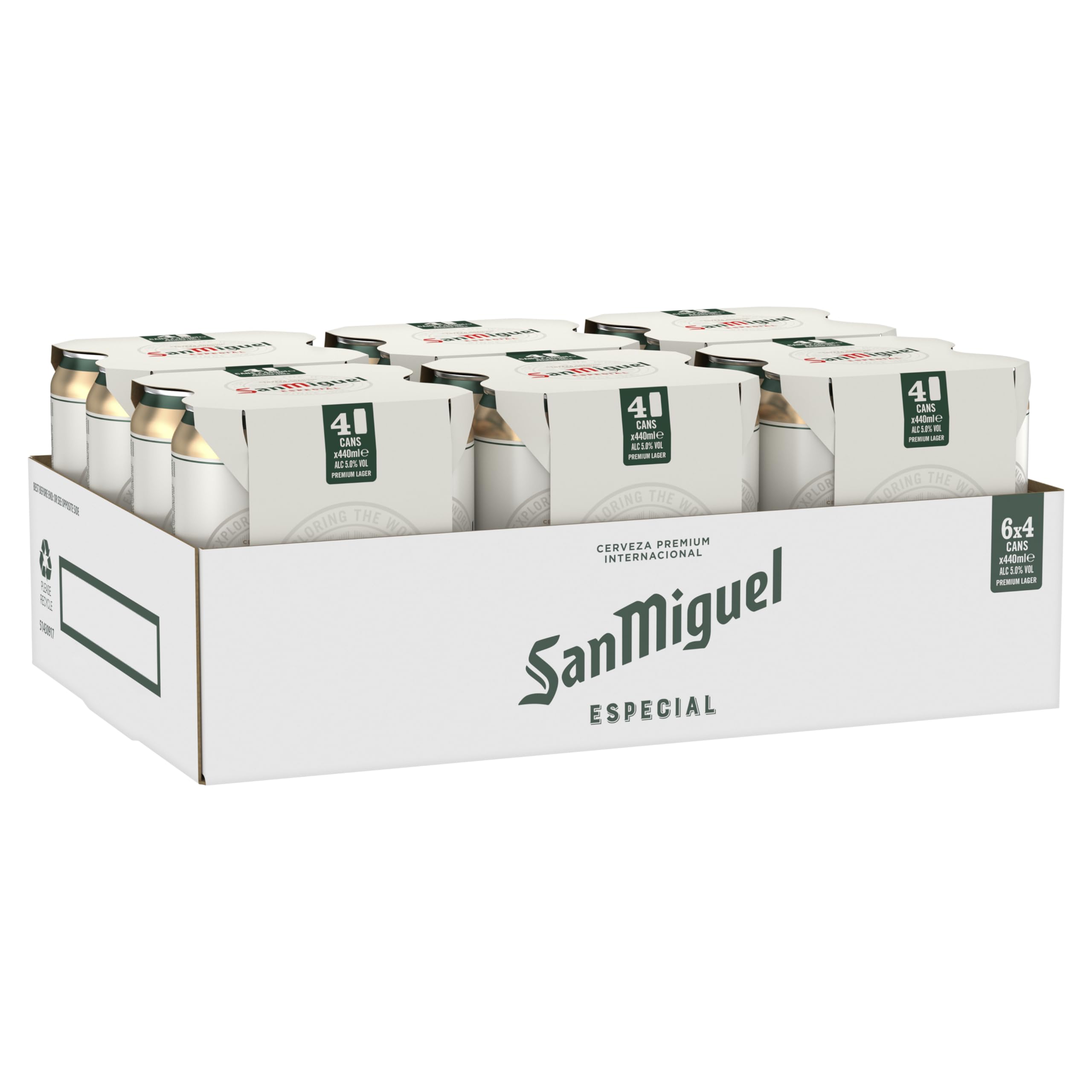 San Miguel Premium Lager Beer, 24x440ml cans