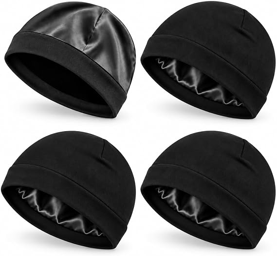1/4/8 Pack Satin-Lined Skull Cap for Hair Protection Breathable