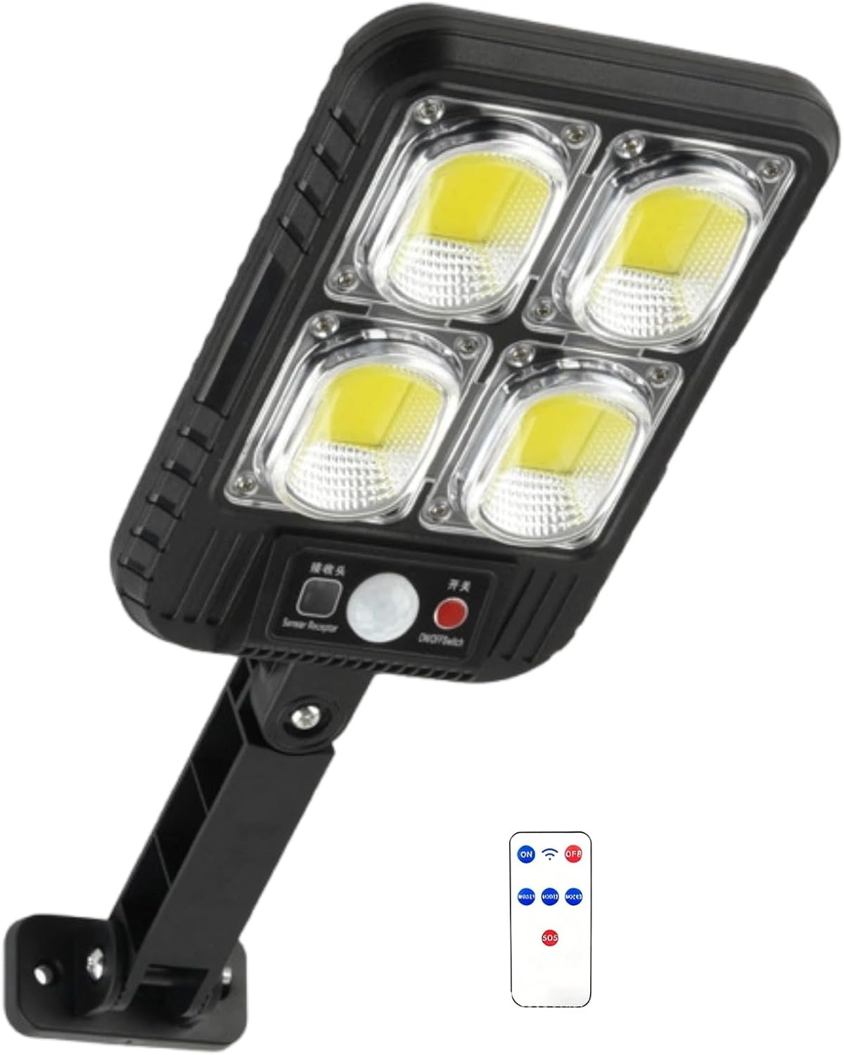 100 COB LED Outdoor Solar Light, Motion Sensor Light with Remote Control, IP65 Waterproof Wireless Wall Lamp, 3 Adjustable Brightness Modes for Home Garden Patio