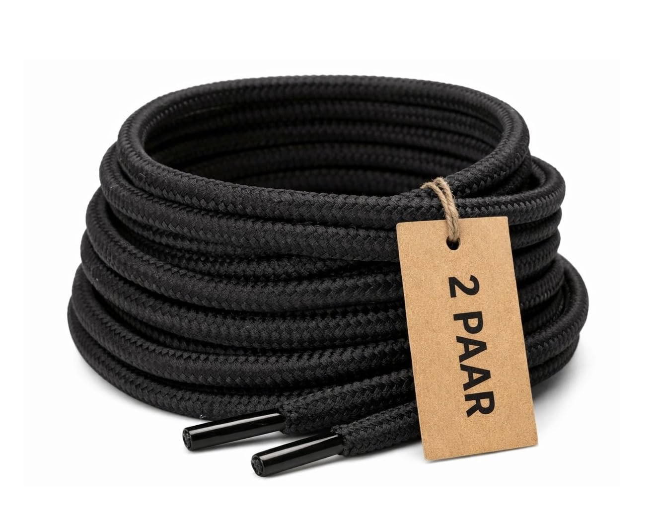 CUBSER - Premium Runde Schnürsenkel [2 Paar] – Reißfeste Schuhbänder aus Polyester für Wanderschuhe, Trekkingschuhe, Arbeitsschuhe, Stiefel & Outdoorschuhe – Längen 70-200 cm (Ø4,5 mm)