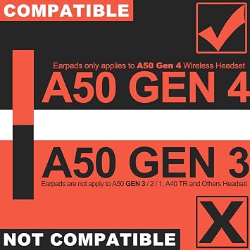 A50 Replacement Earpads for Astro A50 Gen 4, Gen 5 and A50X Only, Breathable Mesh Fabric, Made by LTYIVABHTTW, Thicker Memory Foam, Improved Durability, | Black
